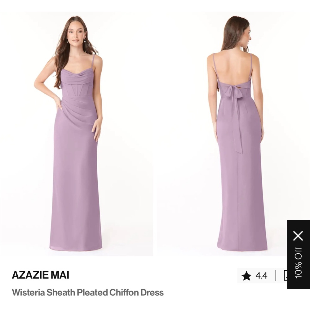 Azazie Mai Lavender Dress, size 0